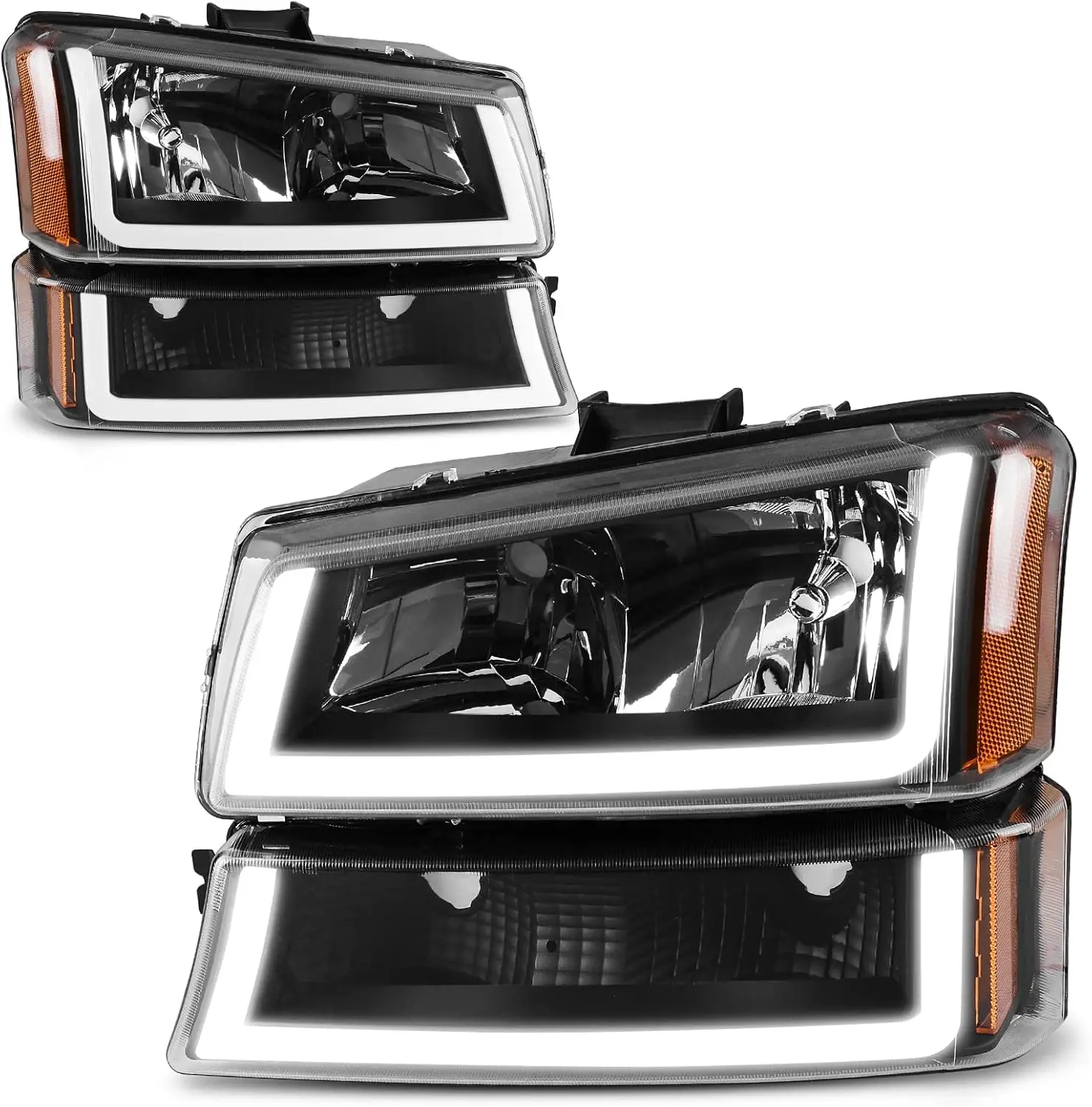 Headlight with LED DRL Compatible with 2003 2004 2005 2006 Chevy Avalanche Silverado 1500 1500HD 2500 2500HD 3500/2007 Chevrolet