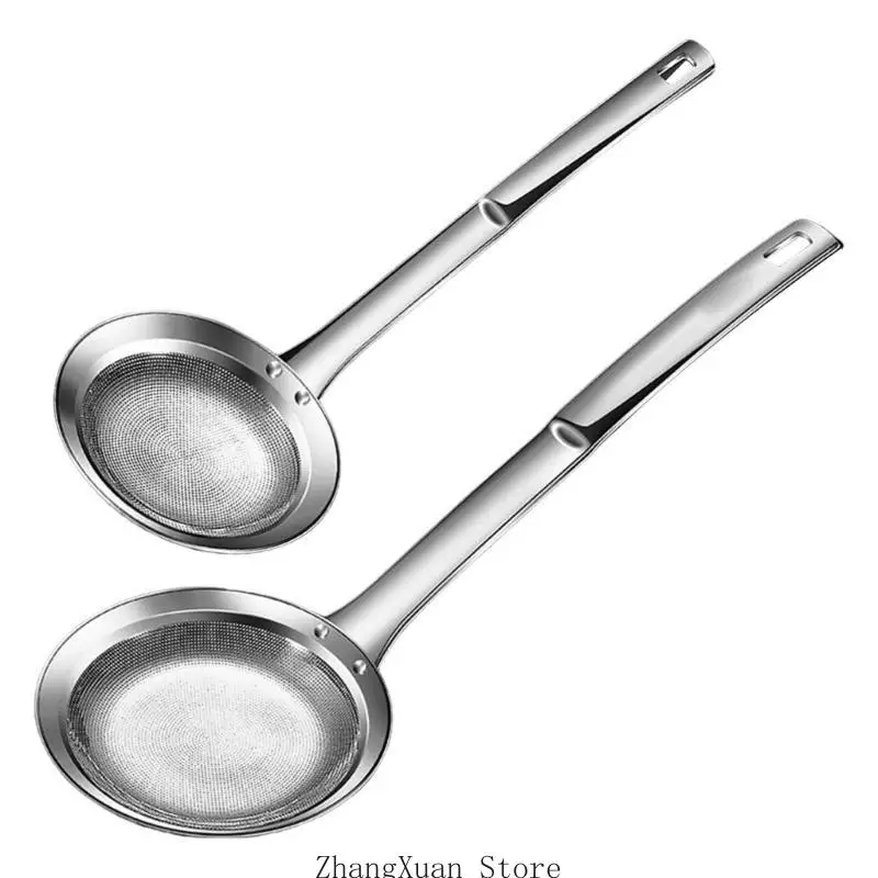 

3XUF Pack Of 2 304 Stainless Steel Fine Mesh Kitchen Strainer Spoons For Oil Skimming