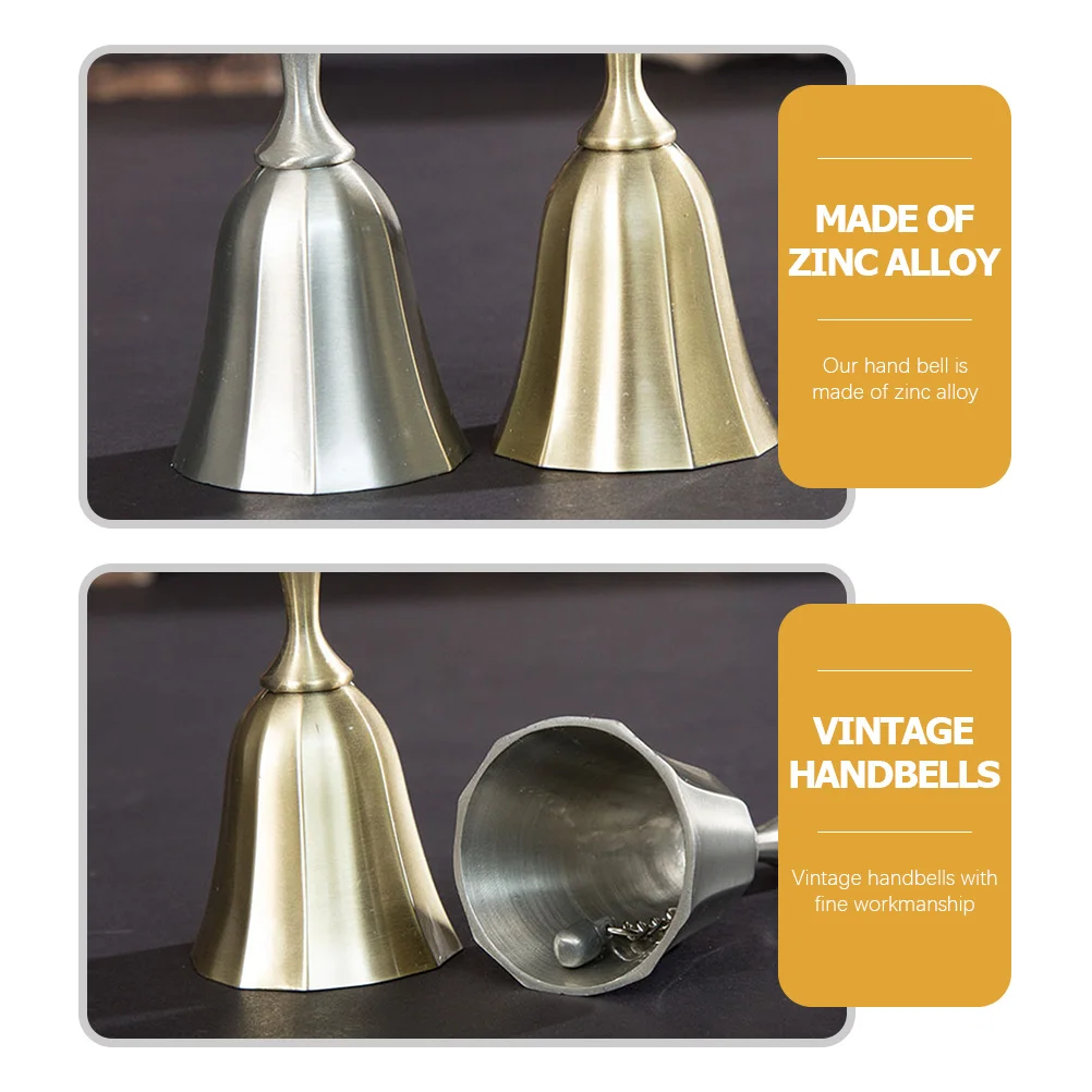 

2Pcs Restaurant Call Bell Vintage Style Metal Hand Bell for Bar Hotel Service Dining Chime Dining Table Bell,jingle Bells