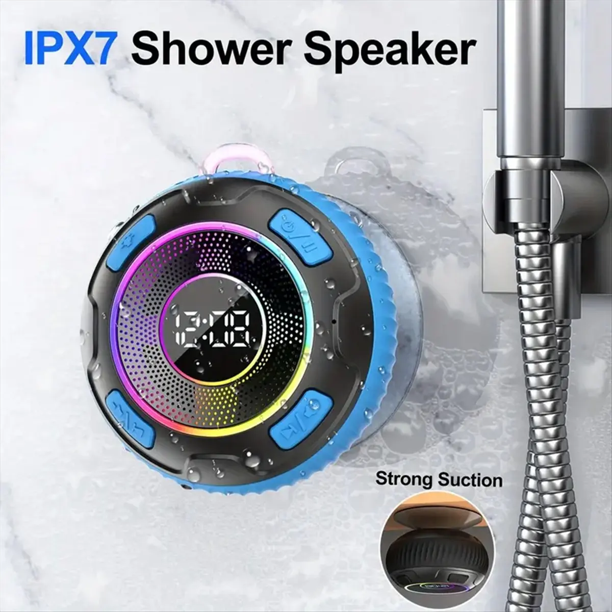 

*X07A Беспроводной динамик S5 IPX7 Водонепроницаемые колонки ENC Встроенный микрофон 10-часовые Bluetooth-колонки для душа Сабвуфер Синий