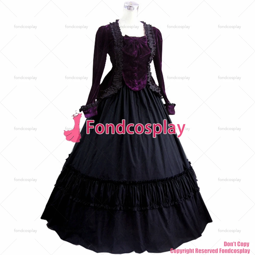 fondcosplay Gothic Lolita Punk Medieval Gown Black Long Evening jacket black cotton skirt cosplay costume CD/TV[CK1423]