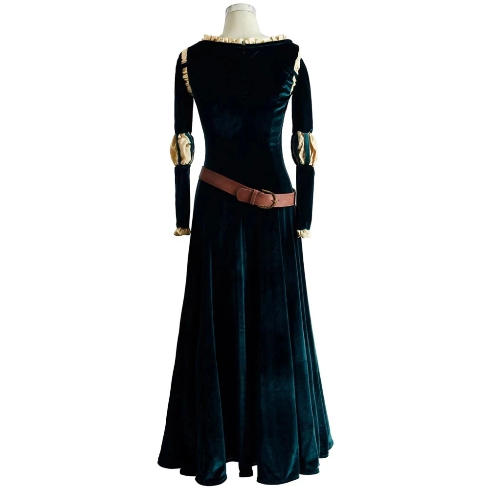 Adult Women's Merida Dress Brave Princess Merida Role Play Costume Halloween Carnival Long Dress Party