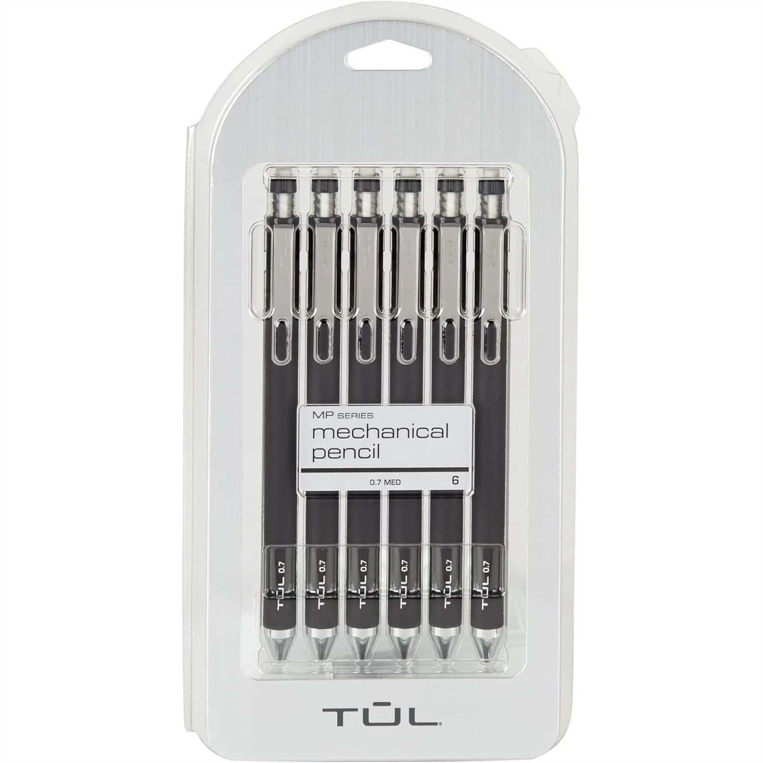 

Mechanical Pencils 0.7 mm, Black Barrels 6 Pack with Cushion Tip, Non-Slip Grip, Twist-Up Eraser for Writing and Drawing