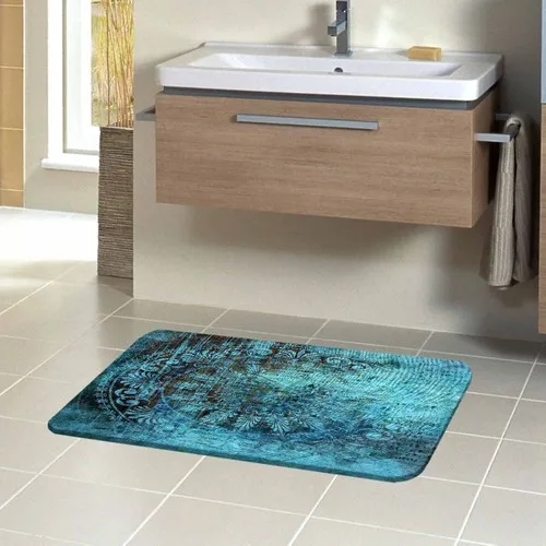 Else Blue Green Retro 3D Modern Decorative Toilet Seat Bathroom Mat