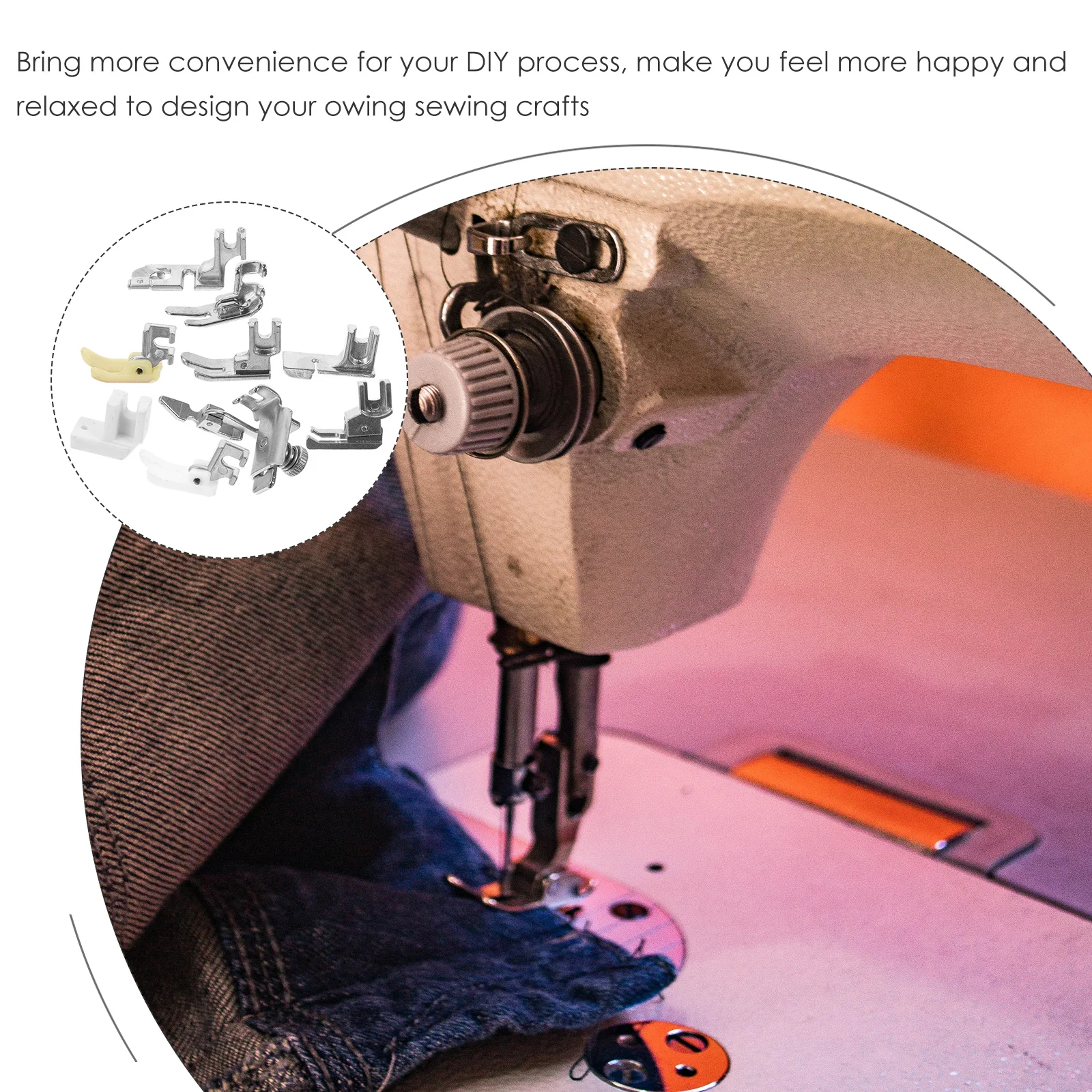 

9 Piece Machine Presser Foot Set Durable Alloy Anti Rust Portable Crafting Replaceable Presser Feet Feet Storage Box Included