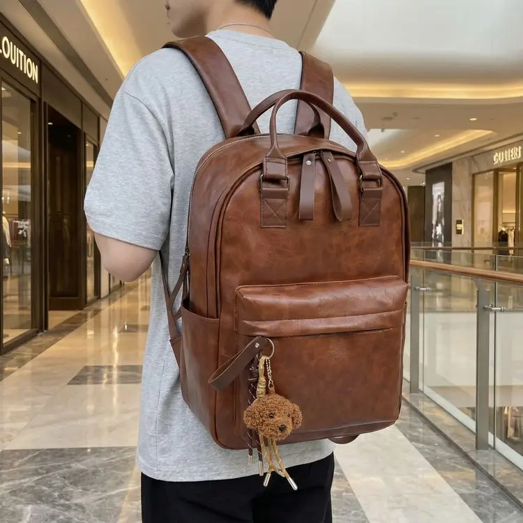 

Вместительный деловой рюкзак для ноутбука для женщин, в ретро-стиле, на два плеча, из полиуретана, повседневный, для путешествий, дышащий, с защитой от краж