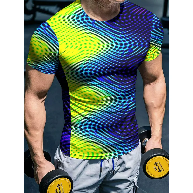 Men's High-Elasticity Fitness Short Sleeve ShirtTShirt3DPrinted tight-fitting quick-dry sports top for training and casual wear
