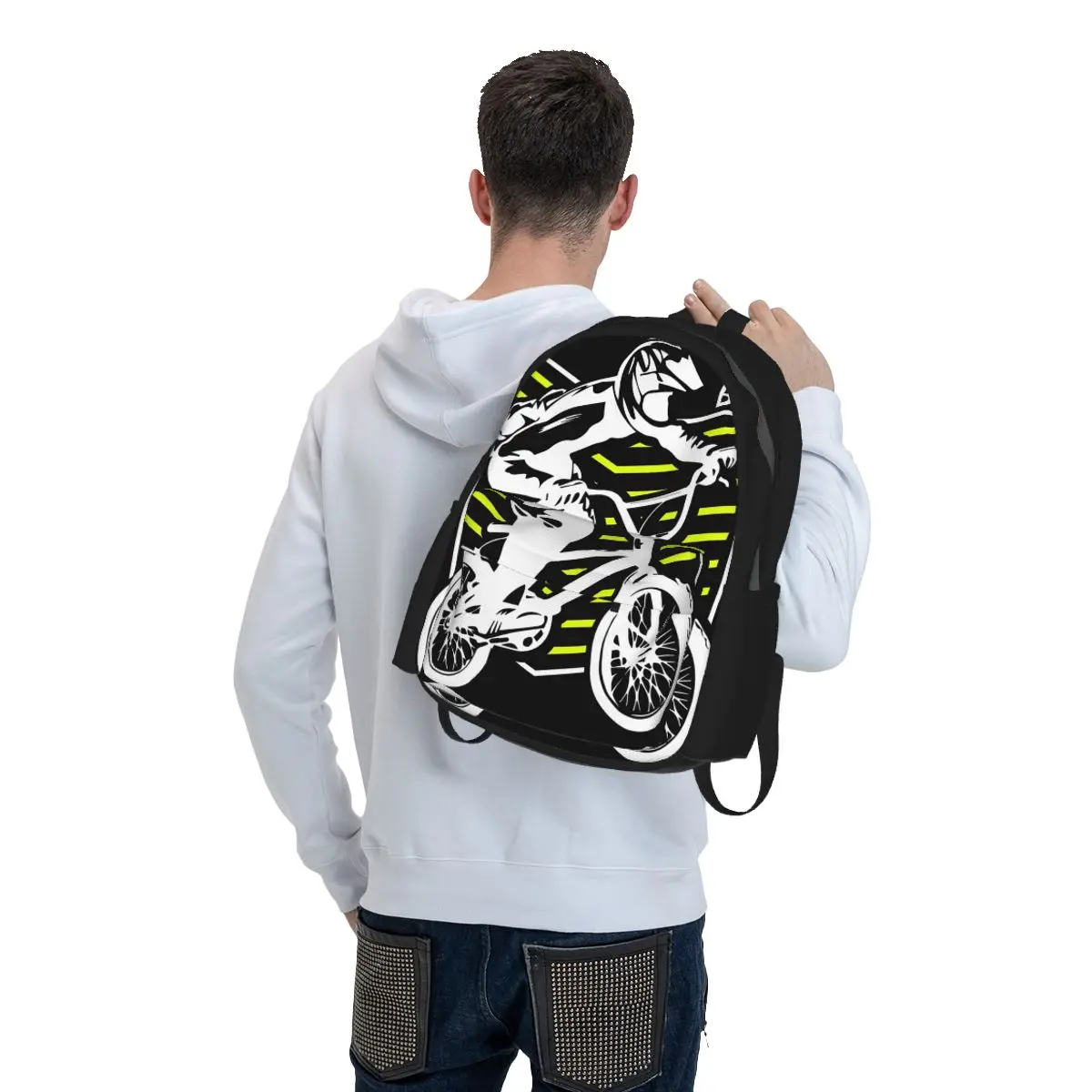 Bmx Apparel Retro Bmx Bike Old School Patch Backpack Boys Girls BookBag Kids School Bag Laptop Shoulder Bags for Men Women