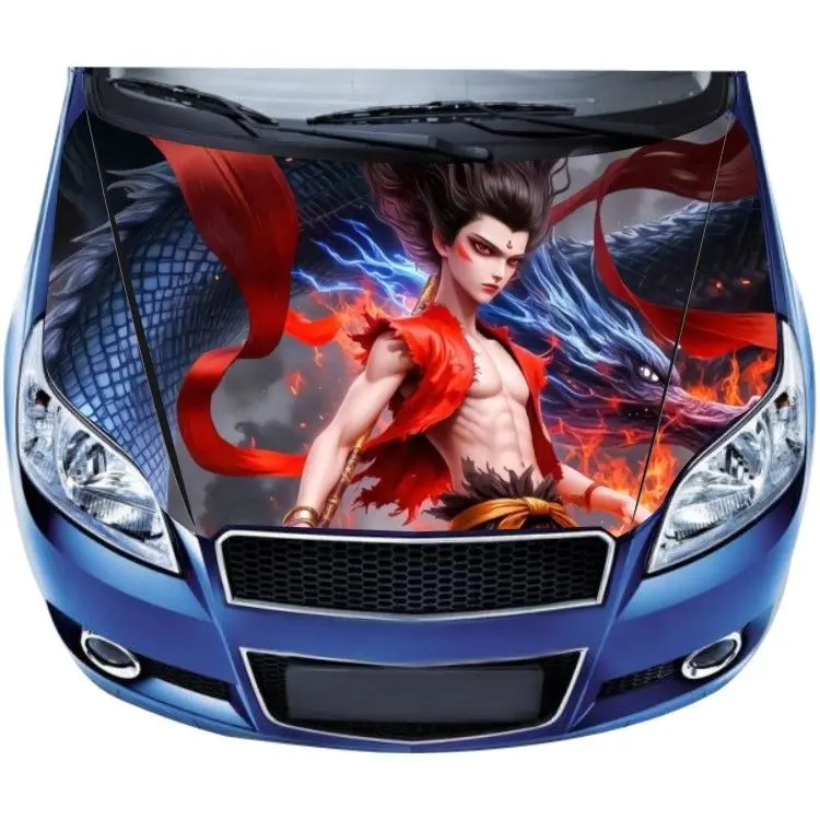 

Nezha Magic Boy Naughty Car Engine Decoration Sticker Dragon Personality Engine Cover Modified Beauty Car Head Sticker Animation