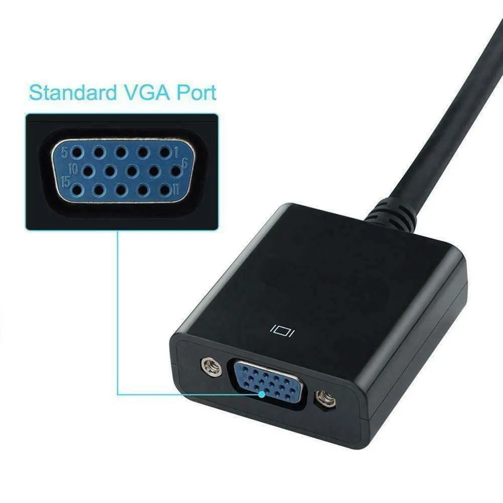 

High Performance 1080P Male To Vga Female Adapter Durable To Vga Cable Multi Display Support External Video Converter