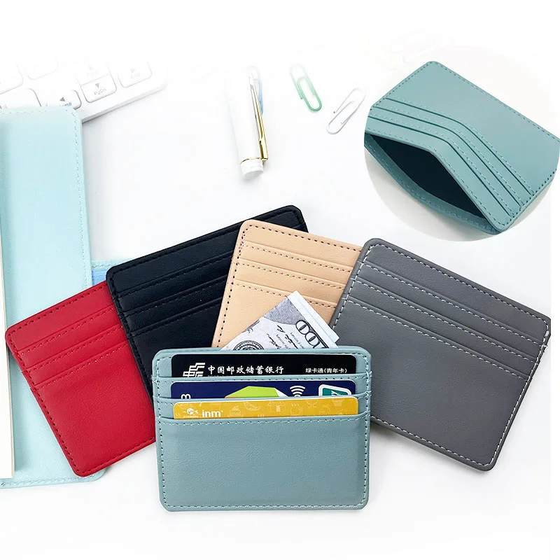 Porte-cartes ultra fin pour hommes et femmes, mini portefeuille de rangement, petite pièce de monnaie, banque, porte-cartes de crédit, portable, voyage, simple