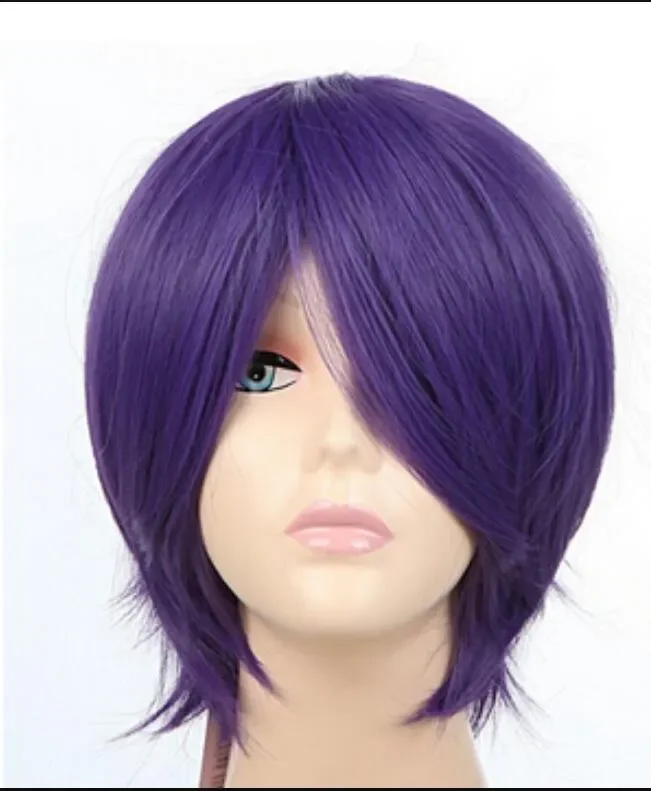 WIG New purple Women's short straight Hair full wigs