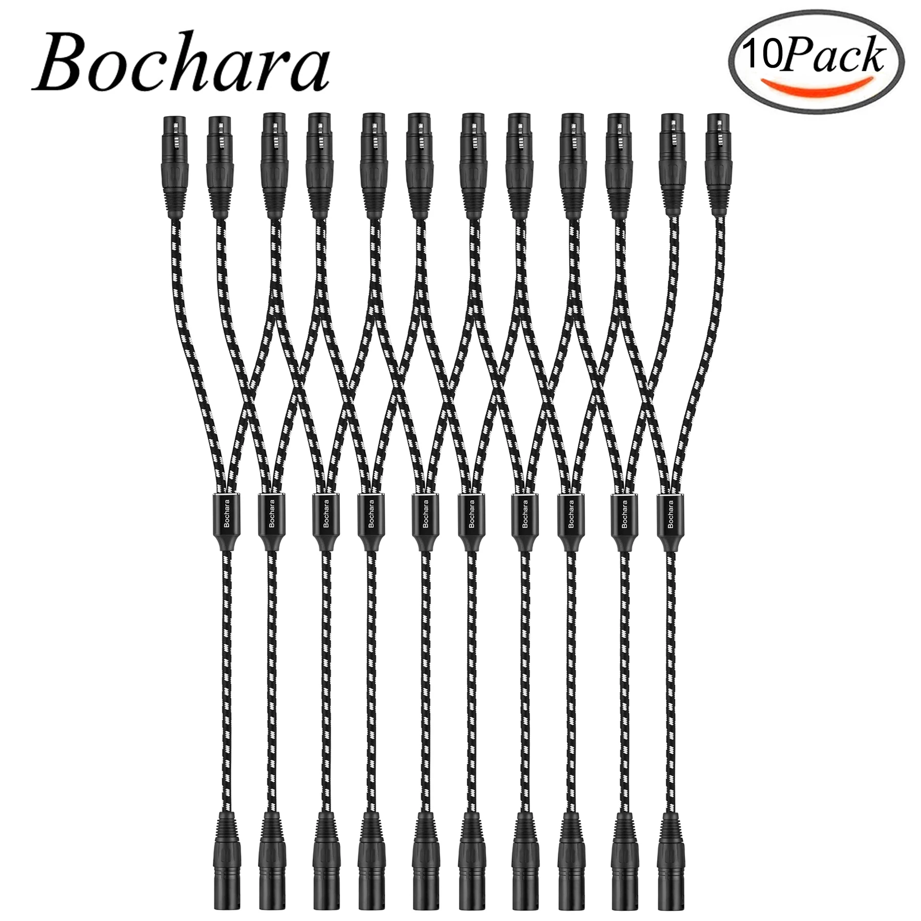 

Bochara Braided XLR Male to Dual Female 3pin Y Splitter Cable Dual(Foil+Braided) Shielded For Microphone Mixer Amplifier 10Pack