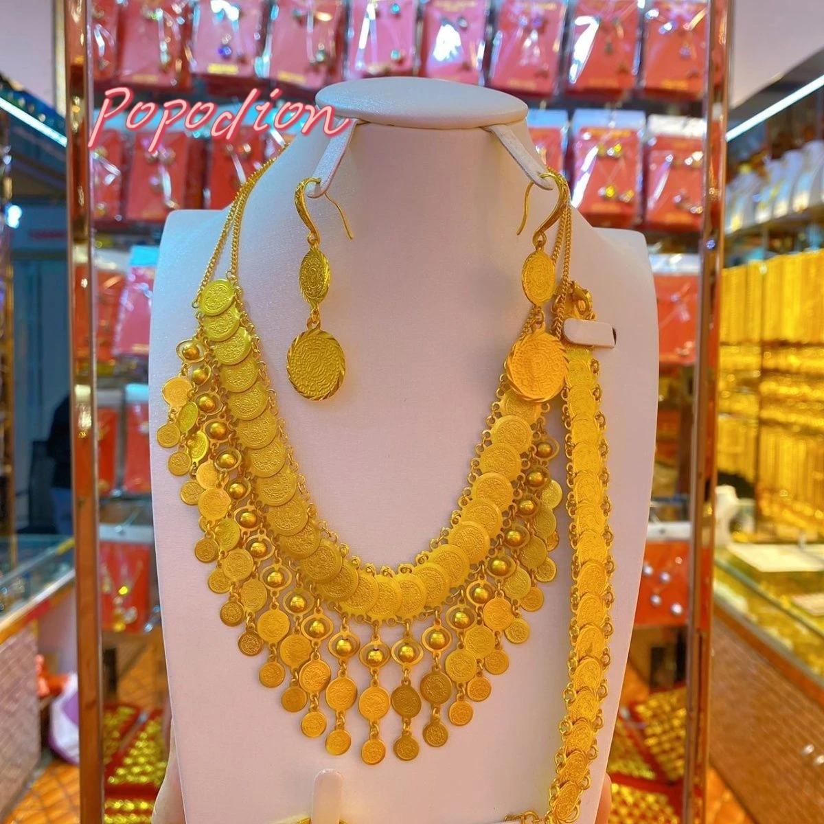 

Popodion 24k Gold Plated Dubai Jewelry Set Jewelry Women Jewelry Necklace Bracelet Earrings Ring CHD20914