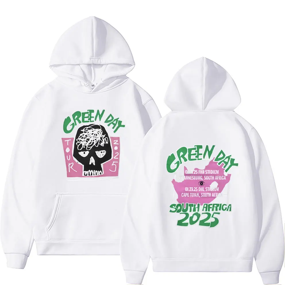 Punk Band Green Day Tour 2025 Hoodie Men Women Skeleton Oversized Rock Hooded Tracksuit Male High Quality Fleece Cotton Hoodies