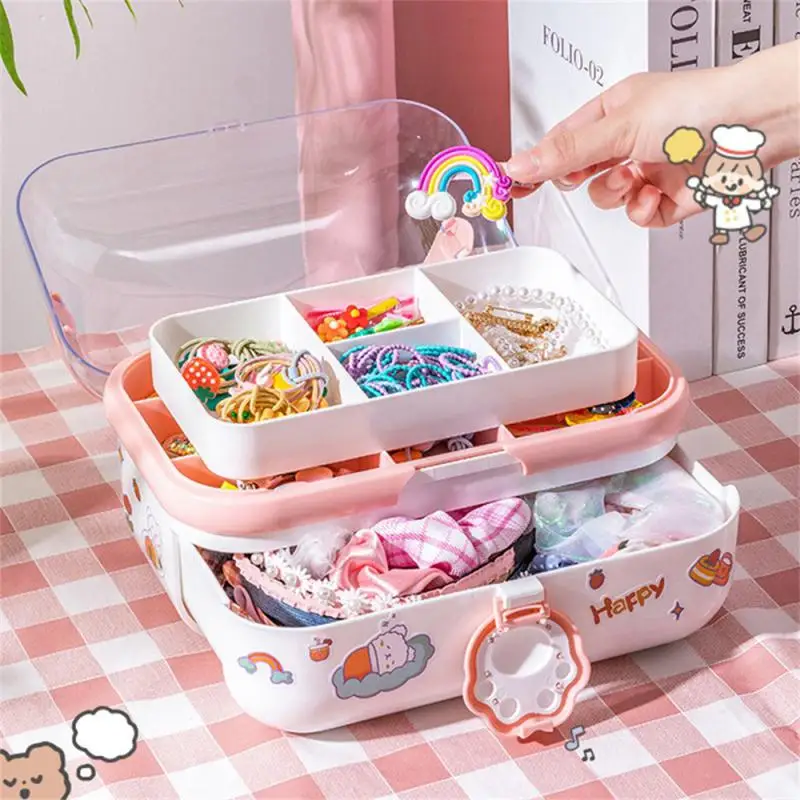 

Head Jewelry Box Multicolor Convenient Lock Layered Storage Dustproof And Moistureproof Rounded Edges Home Storage Storage Box