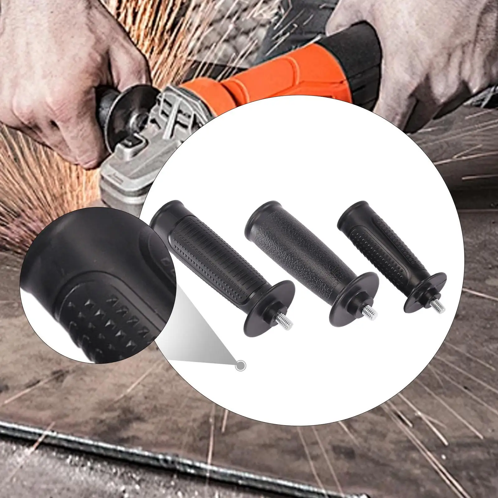 Replacement Angle Grinder Handle M8 Thread Non Slip Attachment for Grinders Large Grinder Metal Polisher Cutting Machine