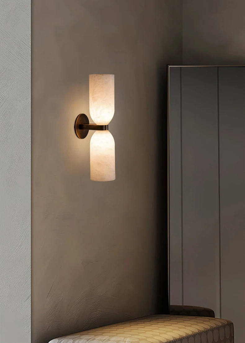 Real Marble Wall Light Gold Black Copper E14 Bulb For Indoor
