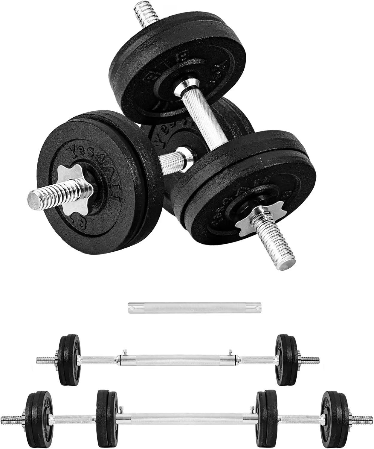 

Old School Adjustable Dumbbell Set with Weight Plates Star Lock Collars Connector 40lbs to 200lbs Adjustable Weight Plates Set