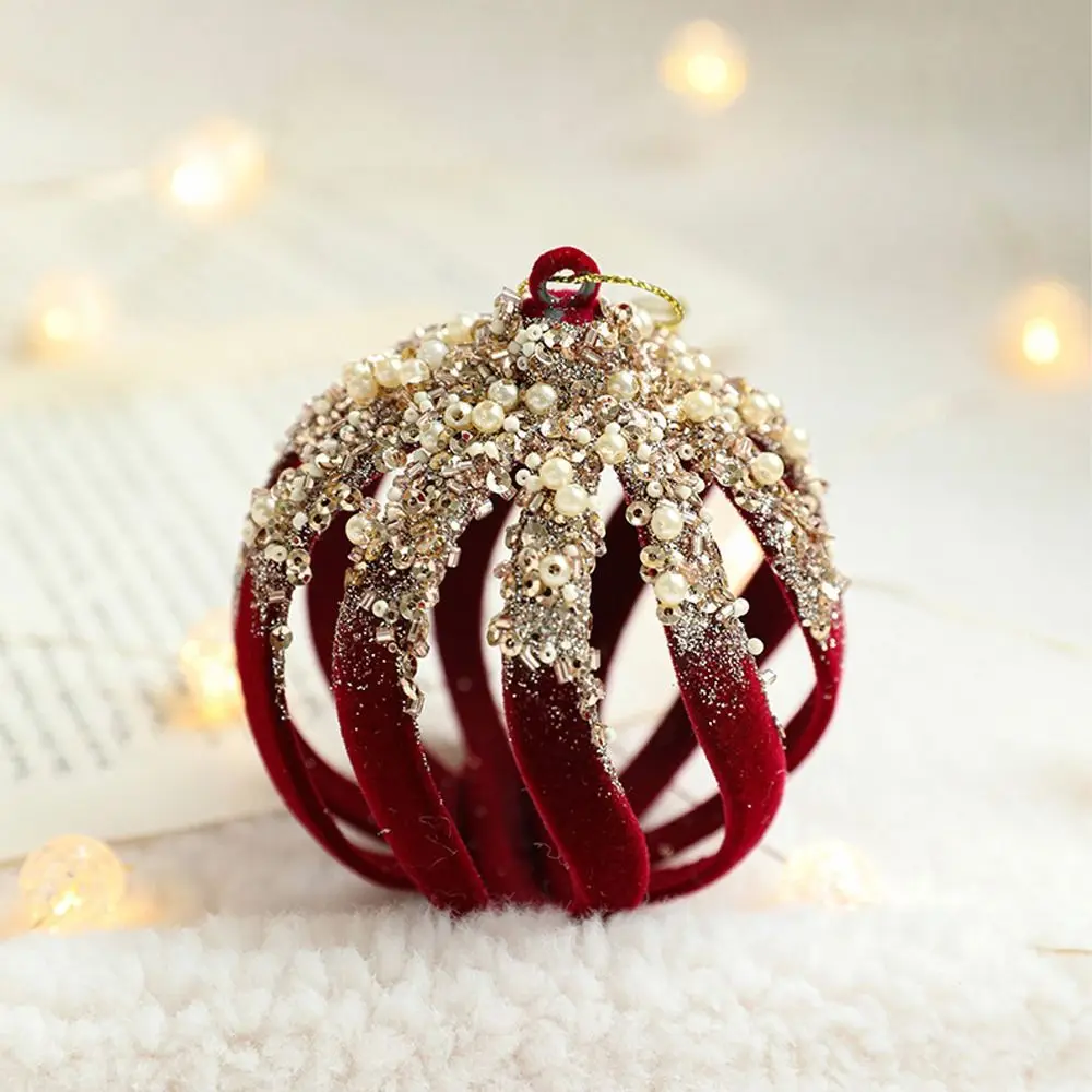 

8cm Velvet Christmas Ball Pendant Flocked Glitter Christmas Hanging Balls Set Reusable Shatterproof Xmas Tree Ornaments