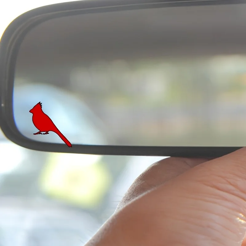 2 pegatinas mini de pájaros cardenales rojos, lindas pegatinas de vinilo brillante para la ventana trasera del coche y los espejos