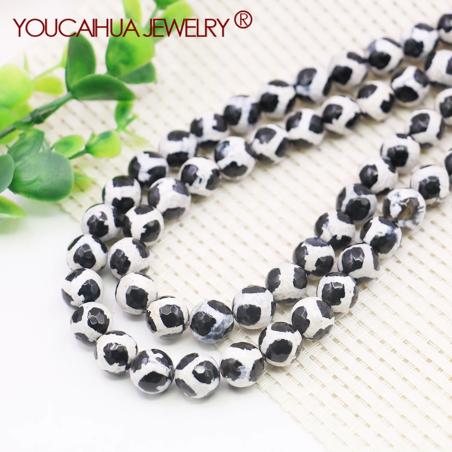 

6/8/10mm Natural Agate Stone Round Faceted Black&White Zebra Gemstone Loose Beads DIY Onyx Women Girl Jewelry Making Design