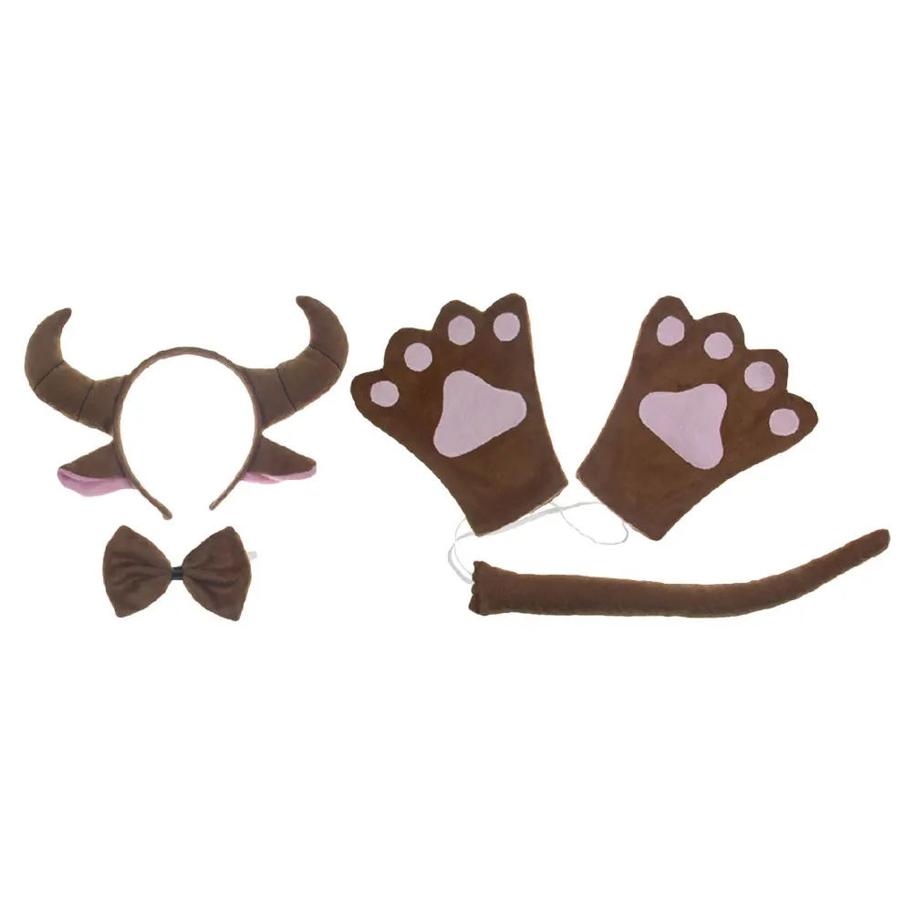 1 Juego de 1 Juego de diadema de Cosplay de animales de dibujos animados con orejas de pajarita de cola para Halloween, fiesta de Navidad, accesorio de disfraz de mascarada