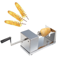 Manual French Fry Cutter – Potato Spiral Cutter with 3 Blades, Stainless Steel Construction, Easy Operation for Creating Potato
