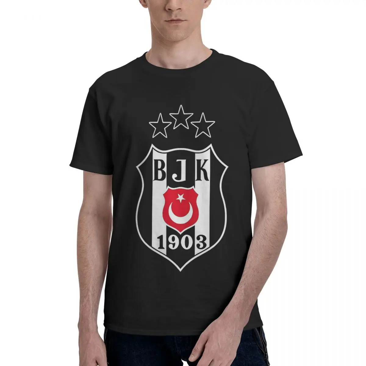 

Besiktas JK 100% хлопок, повседневная дышащая удобная забавная мужская футболка в стиле аниме, забавная рубашка