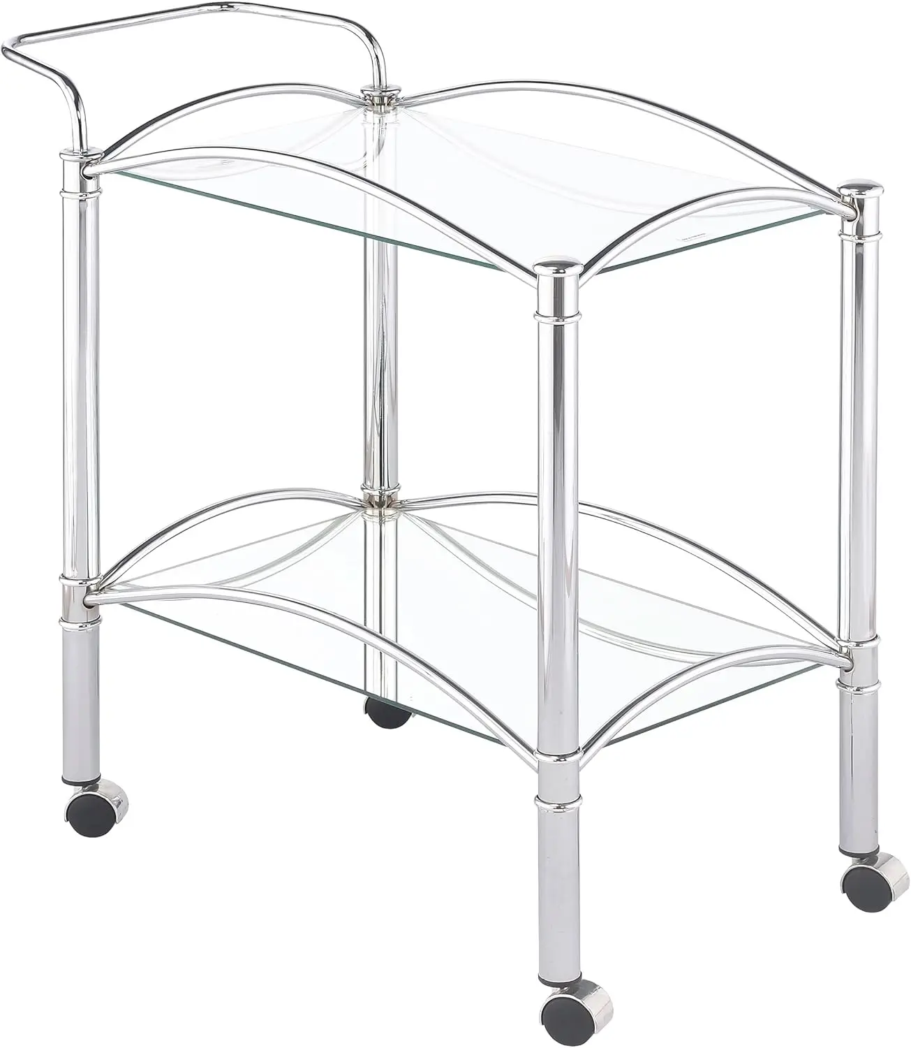 

Coaster Home Furnishings - Shadix - Metal - 2-Tier Bar Cart with Tempered Glass Top Shelf and Mirrored Bottom Shelf - Co