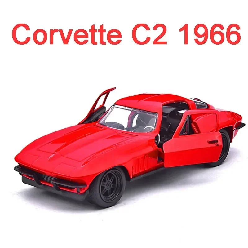 Jada 1:32 Chevrolet Corvette Classic C2 1966 Movie Same Red Car Model With 2 Doors Alloy Diecast Simulation Sport Car Kids Gifts