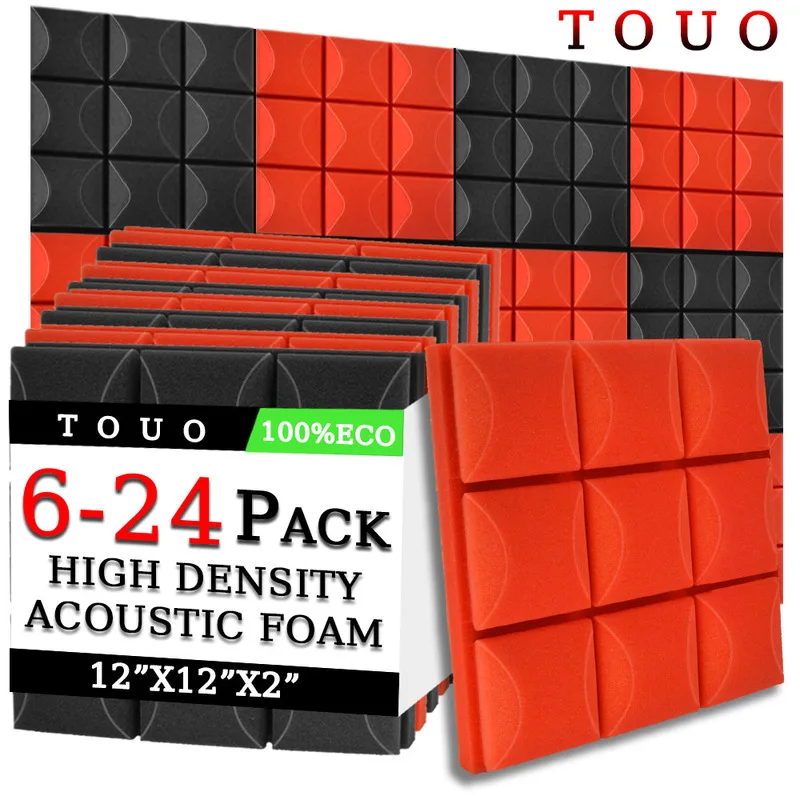 

TOUO Mushroom Acoustic Foam 6/12/24 Pcs High-Density Soundproof Sound Absorbing Sponge Pad Home Office Acoustic Treatment