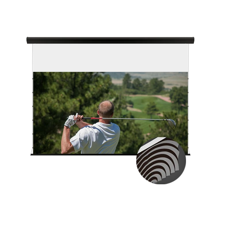 5.0 Pro ALR PET Electric Motorized Ceiling Drop Tab-Tension Projector Screen Floating 100inch 16:9 4K Projection
