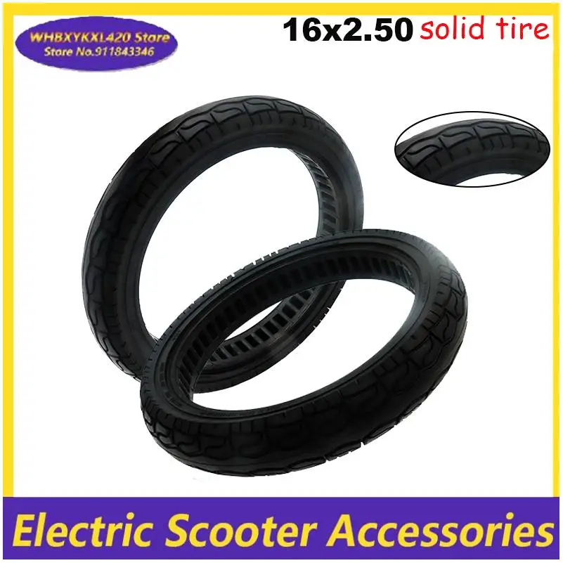 

16-Inch 16X2.50 Bicycle and Mountain Bike Solid Tires Folding Electric Vehicles Uninflated Tires Solid Rubber Tires Durable