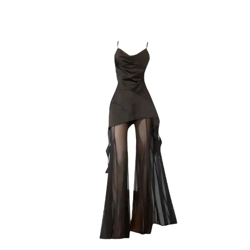 

Y2k Summer Chic Fashion Off Shoulder Sexy Women Cardigan + Slim All Match See Through Pantalones New 2 Set Ropa Mujer