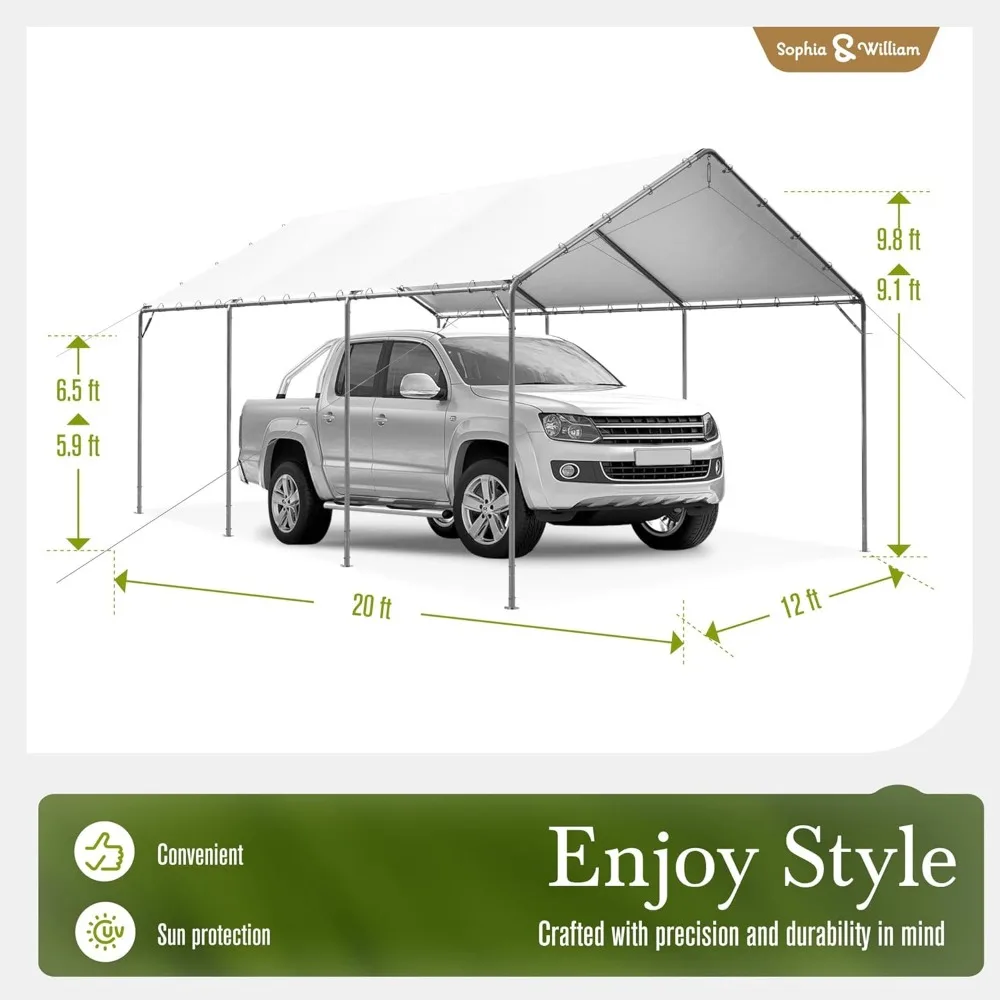 carport car port canopy 12x20 ft heavy duty, portable garage shelter logic car tents carpas para carros all weather for truck bo