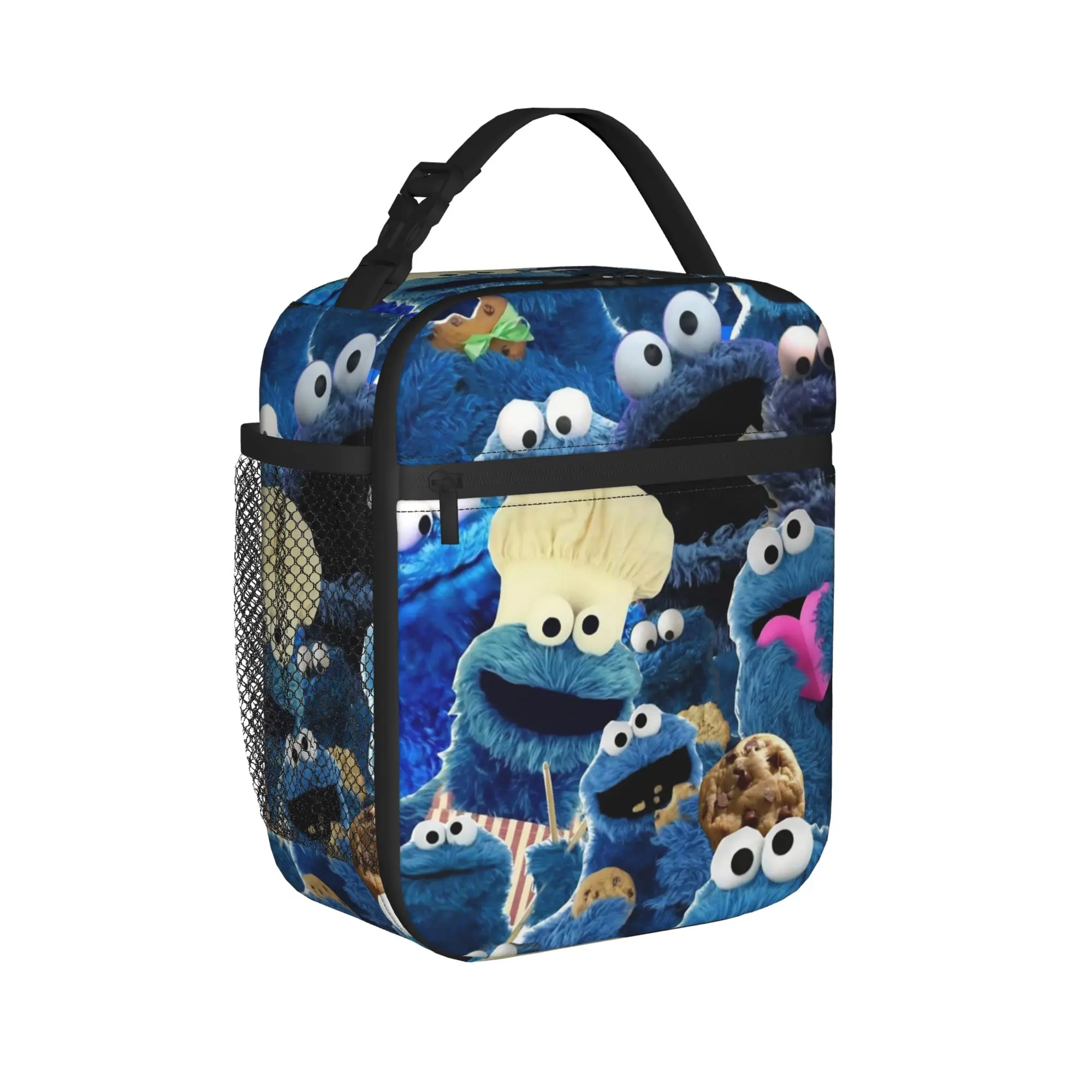 Cookies Blue Monsters Insulated Lunch Bag for Men Women Cartoon Food Bag Portable Thermal Cooler Lunch Boxes For School Office