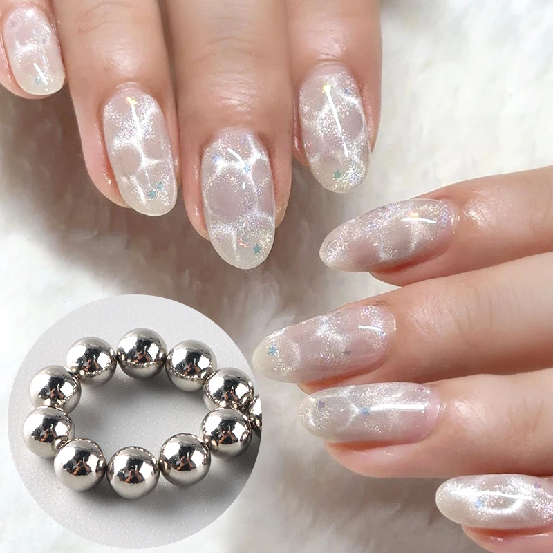 10/20 Stück Sommer-Ozeanwellen-Katzenaugen-Nagelmagnetperlen Glänzende Blumen-Marmor-Wasserwellen-Effekt-Magnetkugeln DIY-Maniküre-Werkzeuge – Detail 4