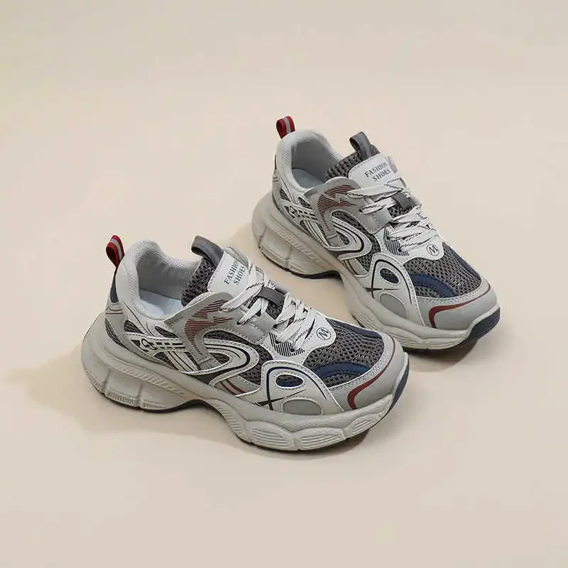 

Synthetic Leather Thick Sole Red Sneakers Husband Summer Sports Shoes Women's Walking Tennis Sports Hit New Baskette
