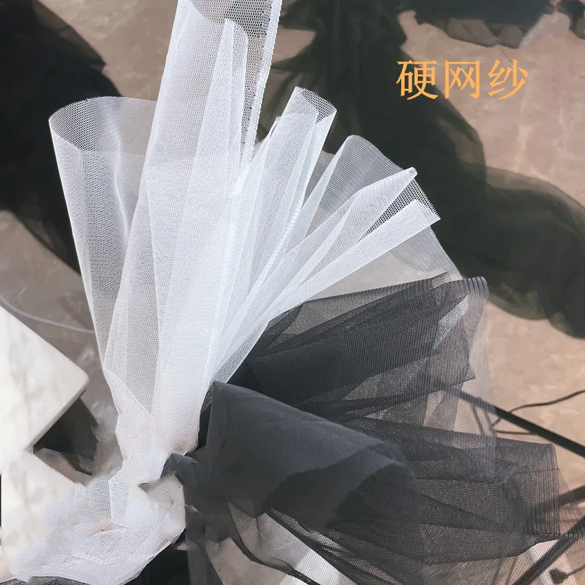 Black White Blue Crinoline Organza Hard Mesh Shape DIY Puffy Hardened Fabric