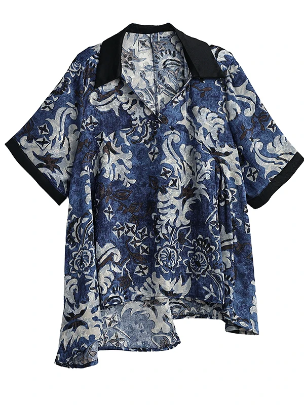 

Retro Print ort Sve Women's irt Summer New Sle Breathable Loose Faion Design Top Comfortable Casual Ne