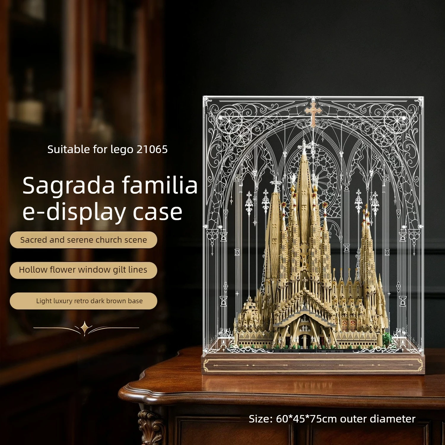 High-definition display case, transparent dust cover and storage box suitable for LEGO Architecture 21065 Sagrada Família