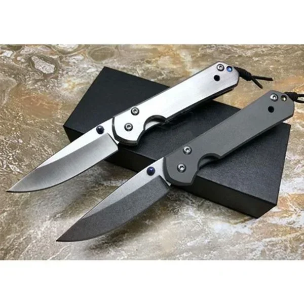 Small Chris Pocket Folding Knife D2 Blade Stone Wash Titanium Handle Tactical Rescue Hunting Camping EDC Survival Tool Knives