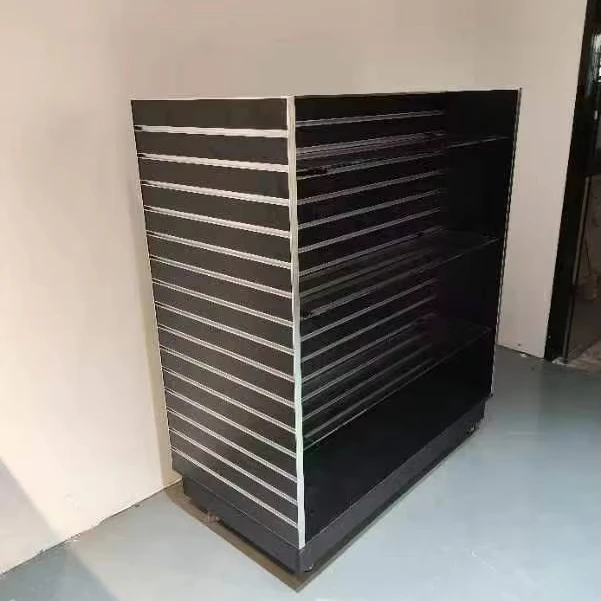 

Factory Wholesale MDF Board Display Stand Shopping Store Gondola Shelf With Aluminum Strips Insert