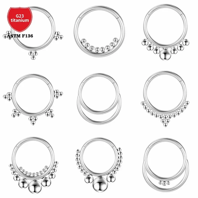 G23 Titanium Piercing Nose Ring Women Daith Earring Septum Clicker body Jewelry Belly Button Ring Bead Ombligo