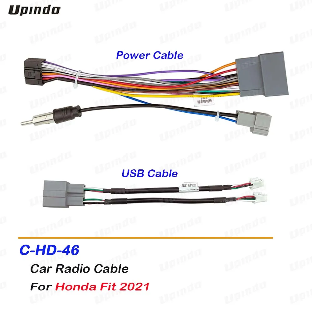 Car Radio Cable with CANBus Box For Honda Fit 2021 Power Wiring Harness Android Headunit Stereo Installation Adapter