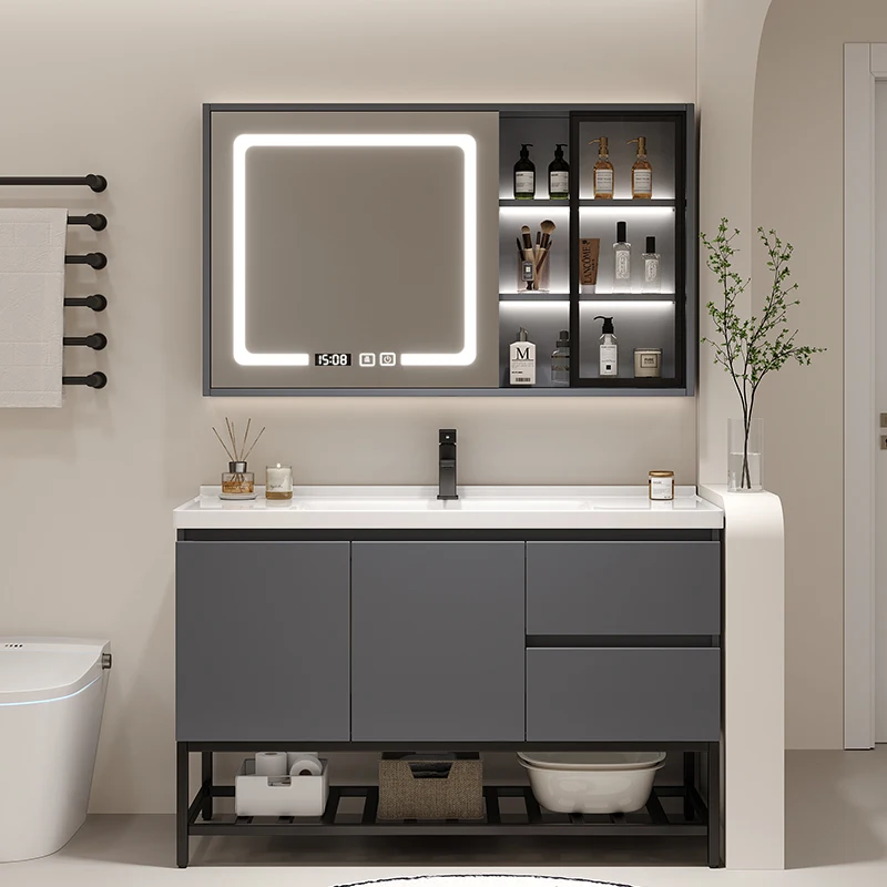 

Modern Bathroom Cabinet With Washbasin Washing Machine Cabinet Sink Drawer House Furniture Ese Toilet Glass Kitchen Cabinets