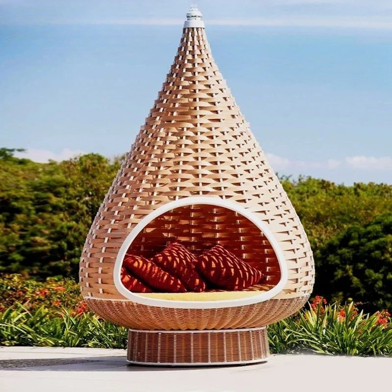 Outdoor rattan hanging basket  rattan chair Balcony Home indoor girl bird's nest chair Lazy rocking chair