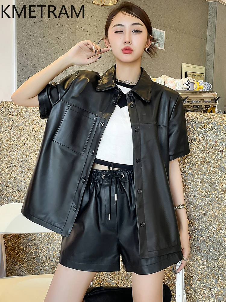 100 % obere Schicht aus Schaffell-Jacken für Damen, kurzärmelig, echte Lederjacken, neu in Mänteln, Herbstkleidung, 2025 Damen,...