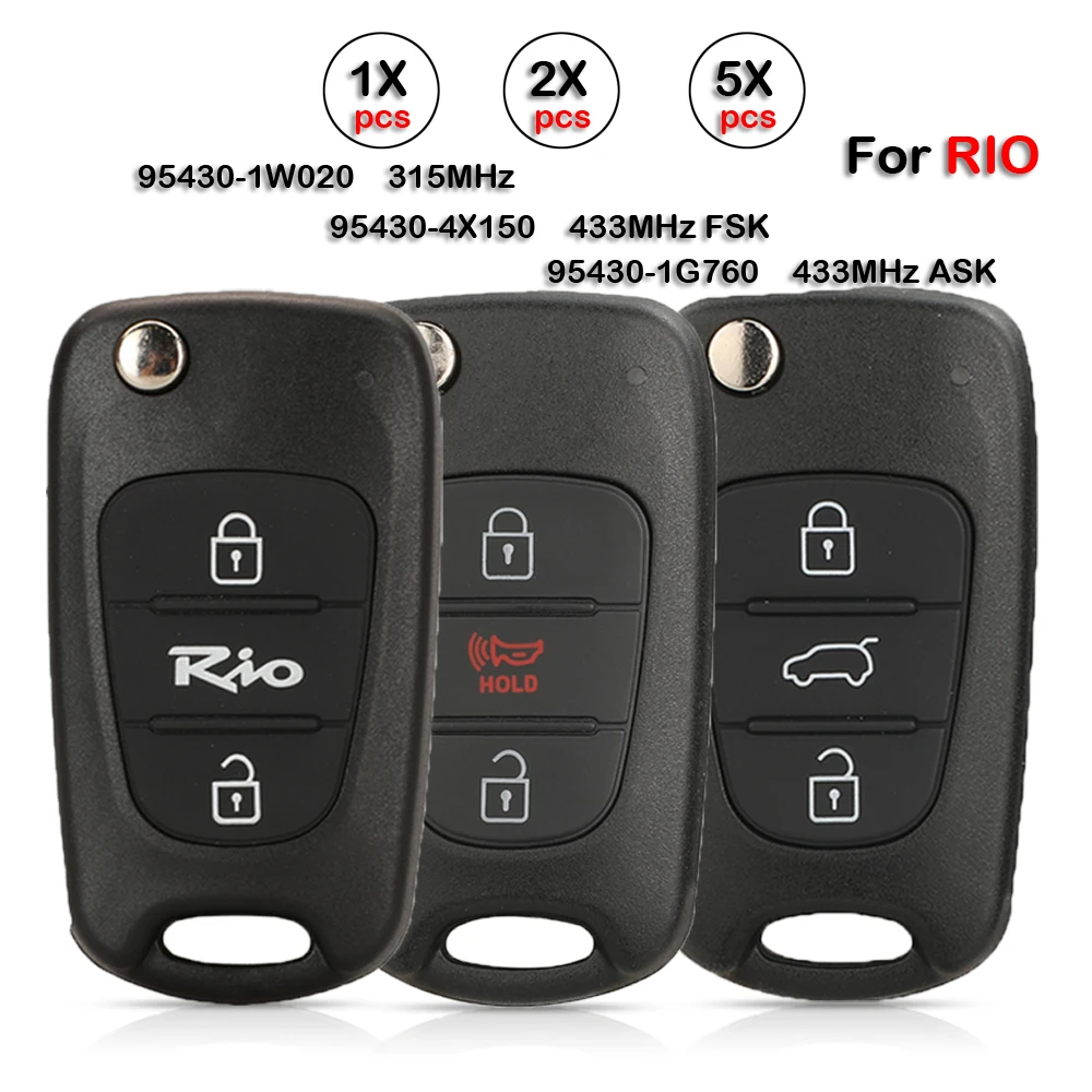 

Корпус ключа-пульта Jingyuqin для Kia Rio 95430-1W020, 315 МГц, 95430-4X150, 95430-1G760, 433 МГц, ASK FSK